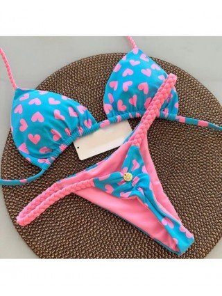 New Women's Bikini Split Print Swimwear Fashion G-string Beach