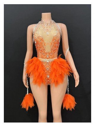 Korean Women's Pink Diamond Conjoined Gogo Costume Set