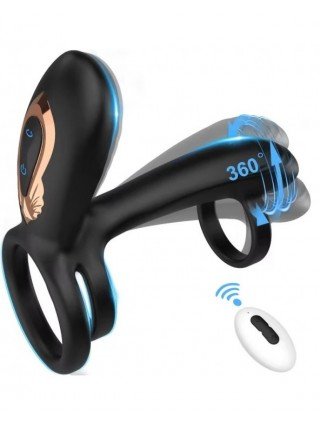 360° Rotation Twisting Vibrating Penis Ring Vibrator Sex Toy