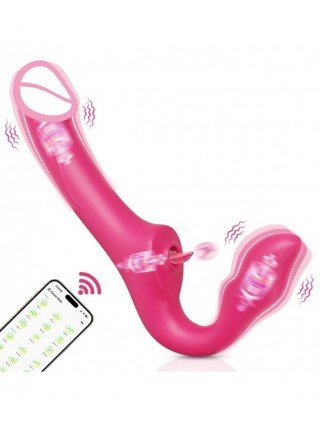 Strapless Strap-On G-Spot Dildo Vibrator Realistic Double-Ended