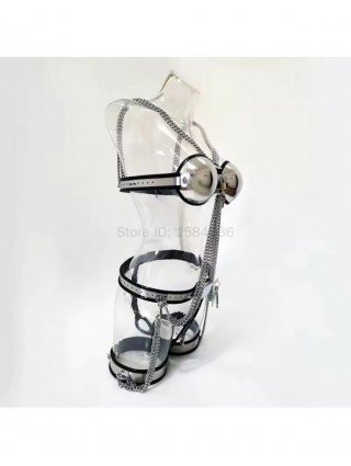 5PCS Set Male Chastity Device Stainless Steel Waist Belt Neck