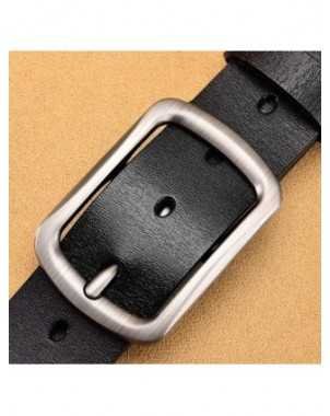 Genuine Leather For Men's High Quality Buckle Jeans Cowskin