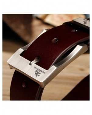 Genuine Leather For Men's High Quality Buckle Jeans Cowskin