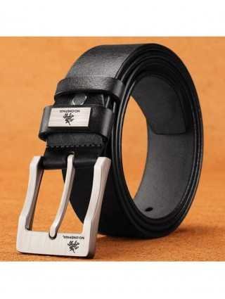 Genuine Leather For Men's High Quality Buckle Jeans Cowskin