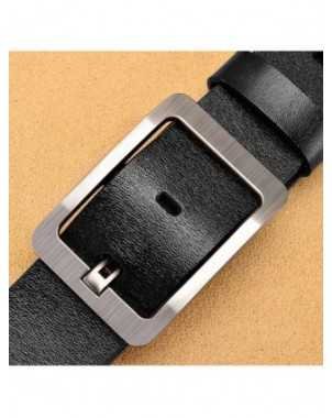 Genuine Leather For Men's High Quality Buckle Jeans Cowskin