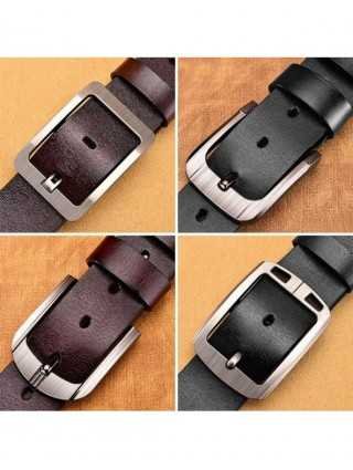 Genuine Leather For Men's High Quality Buckle Jeans Cowskin