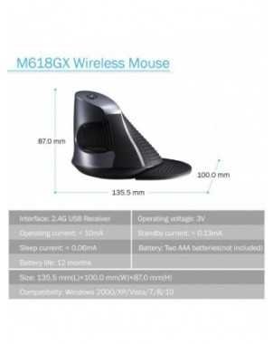Delux M618GX Ergonomiška vertikali belaidė pelė su 6 mygtukais