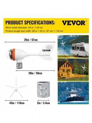 Namų tobulinimas-Elektros įranga ir reikmenys-VEVOR 12V vėjo turbinos generatorius 300W-500W su