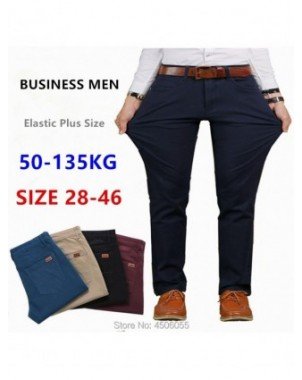Kelnės-Džinsai-Kelnės vyriškos verslo tiesios medvilnės kelnės elastingas Slim Fit
