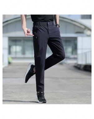 Large Size Men's Summer Pants Ice Silk Stretch Breathable Straight