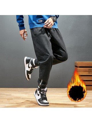 Bottoms-Casual Pants-2022 New Men`s Winter Fleece Jeans Warm