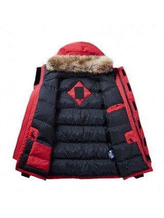 Outerwear & Jackets-Jackets-Brand Winter Jacket Men Fur Collar