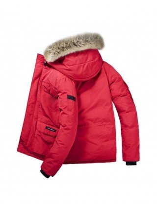 Outerwear & Jackets-Jackets-Brand Winter Jacket Men Fur Collar