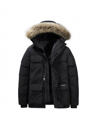 Outerwear & Jackets-Jackets-Brand Winter Jacket Men Fur Collar
