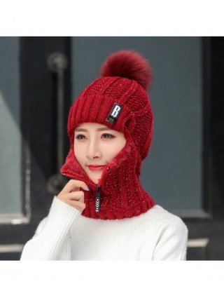 Accessories-Hats-Women Wool Knitted Hat Ski Hat Sets Windproof