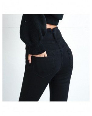 Bottoms-Pants & Capris-New High Waist Velvet Thick Jeans Female