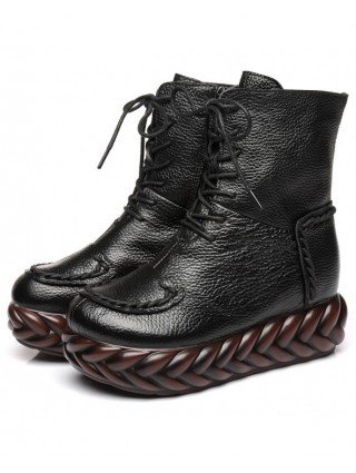 Women's Shoes-Boots-GKTINOO New Vintage Mother Flat Genuine