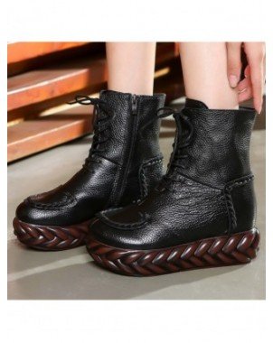 Women's Shoes-Boots-GKTINOO New Vintage Mother Flat Genuine