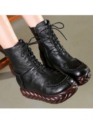 Women's Shoes-Boots-GKTINOO New Vintage Mother Flat Genuine