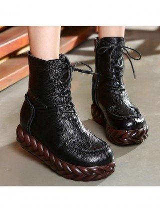 Women's Shoes-Boots-GKTINOO New Vintage Mother Flat Genuine