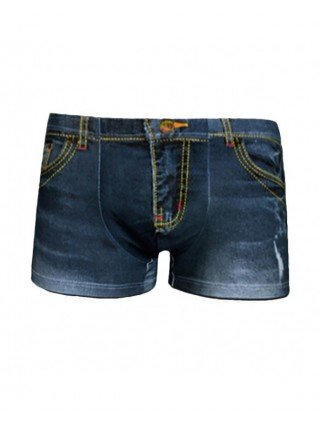 Denim Pattern Fake Jeans Print Cotton Men Boxer Briefs Underwear Underpants  