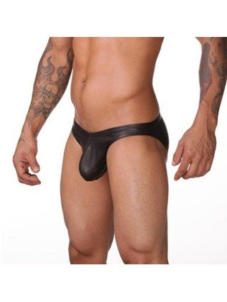 Underwear & Loungewear-Briefs-Men Briefs Soft PU Men`s Sexy