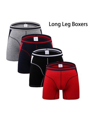 Underwear & Loungewear-Briefs-4Pcs/lot Long Leg Mens Boxers