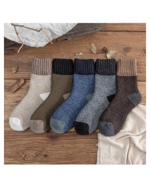 Underwear & Loungewear-Socks-5pairs Winter Mens Thick Terry