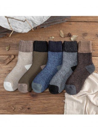 Underwear & Loungewear-Socks-5pairs Winter Mens Thick Terry