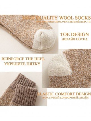 Underwear & Loungewear-Socks-3 Pairs Wool Socks Vintage Warm