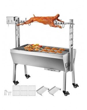 Virtuvė-Kepiniai-VEVOR 60KG / 132LBS elektrinis skrudinimo grilis 2 in 1 BBQ Rotisserie Grill