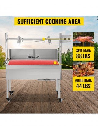 Virtuvė-Kepiniai-VEVOR 60KG / 132LBS elektrinis skrudinimo grilis 2 in 1 BBQ Rotisserie Grill