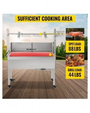 Virtuvė-Kepiniai-VEVOR 60KG / 132LBS elektrinis skrudinimo grilis 2 in 1 BBQ Rotisserie Grill