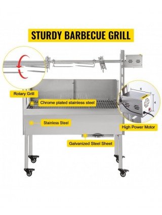 Virtuvė-Kepiniai-VEVOR 60KG / 132LBS elektrinis skrudinimo grilis 2 in 1 BBQ Rotisserie Grill