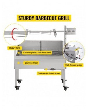 Virtuvė-Kepiniai-VEVOR 60KG / 132LBS elektrinis skrudinimo grilis 2 in 1 BBQ Rotisserie Grill