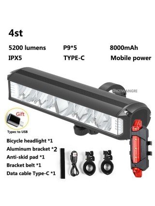 Cycling-Bicycle Lights-8000mAh 5 LED 5*P90 Bike Light Front