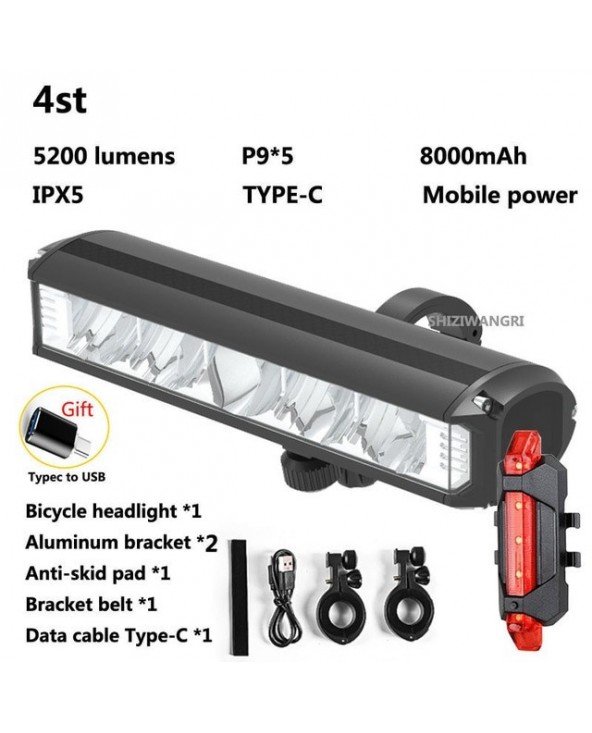 Cycling-Bicycle Lights-8000mAh 5 LED 5*P90 Bike Light Front