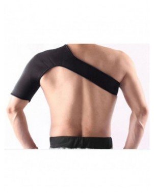 Adjustable Breathable Gym Sports Care Single Shoulder Support Back Brace  Guard Strap Wrap Belt Band Pads Black Bandage Men/women