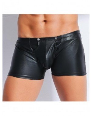 BDSM-Įvairūs-Vyriškas apatinis trikotažas Atviros tarpkojo kelnės Užtrauktukas Lakinė oda