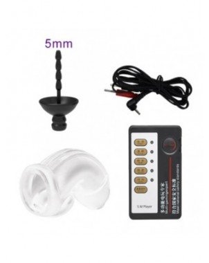 BDSM-Įvairūs-Newest Electric Chastity Cage Urethral Sound