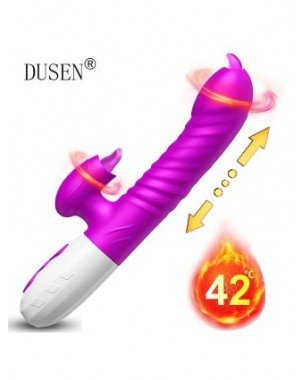 Vibratoriai, Dildo-Dvigubi – klitoriniai-Dvigubas liežuvis Cunnilingus vibratorius teleskopinis