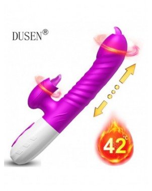 Vibratoriai, Dildo-Dvigubi – klitoriniai-Dvigubas liežuvis Cunnilingus vibratorius teleskopinis