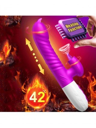 Vibratoriai, Dildo-Dvigubi – klitoriniai-Dvigubas liežuvis Cunnilingus vibratorius teleskopinis