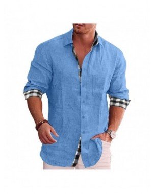 Outerwear & Jackets-Shirts-New Men's Cotton Linen Shirts Loose