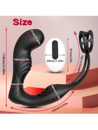 Masturbaciniai, Pompos-Penio žiedai-Vyrų prostatos masažo vibratorius, dvigubas žiedas analinis