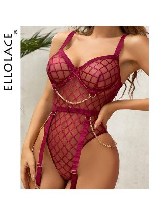 Seksuali apranga-Apatinis trikotažas-Ellolace Plaid Bodysuit