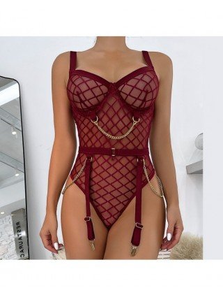 Seksuali apranga-Apatinis trikotažas-Ellolace Plaid Bodysuit