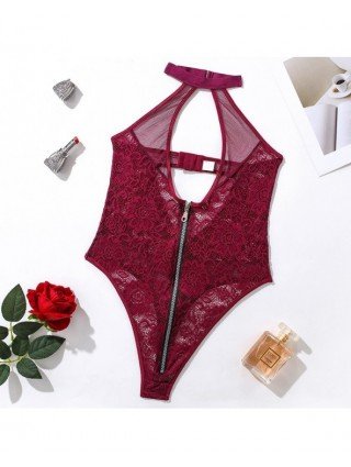 Seksuali apranga-Apatinis trikotažas-Bodysuit nėrinių kombinezonas moterims fitneso kūno giliai