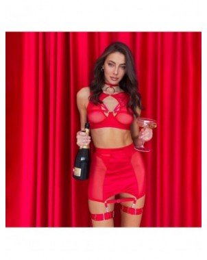 Seksuali apranga-Apatinis trikotažas-Ellolace Red Lingerie