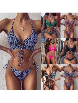 Seksuali apranga-Maudymosi kostiumėliai-Bikinis Push Up maudymosi kostiumėliai Moterys Leopardų